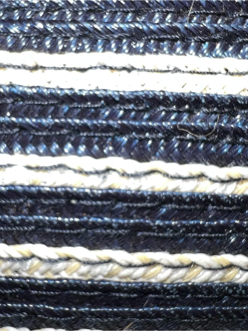 Eric Javits New York Navy Ivory Striped Squishee Tote Shoulder Bag Resort